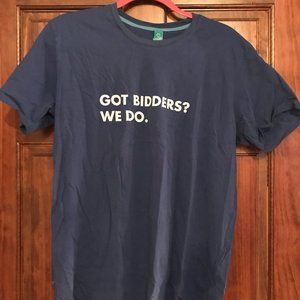 Royal blue LiveAuctioneers t shirt, men's size L